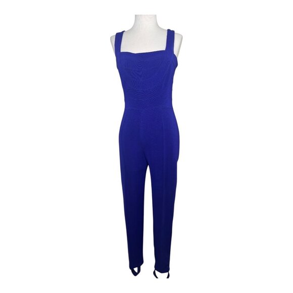 Vintage J.Harris Tadashi Royal Blue Womens Jumpsuit 1980s XS Polyester Stretch - Picture 2 of 11